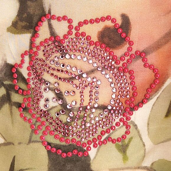 Kristina Ti Chic Small Beaded Silk Pants Italian Designer Floral Lined Colorful - Picture 5 of 9